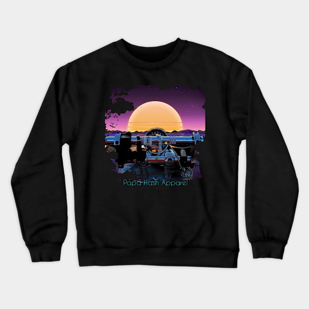 Papa Hash Apparel: Moonlit Ride Crewneck Sweatshirt by Papa Hash's House of Art